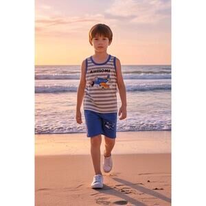 Boys Short Sets Lot Of 7 Each Set Have Different Graphics Size 2T